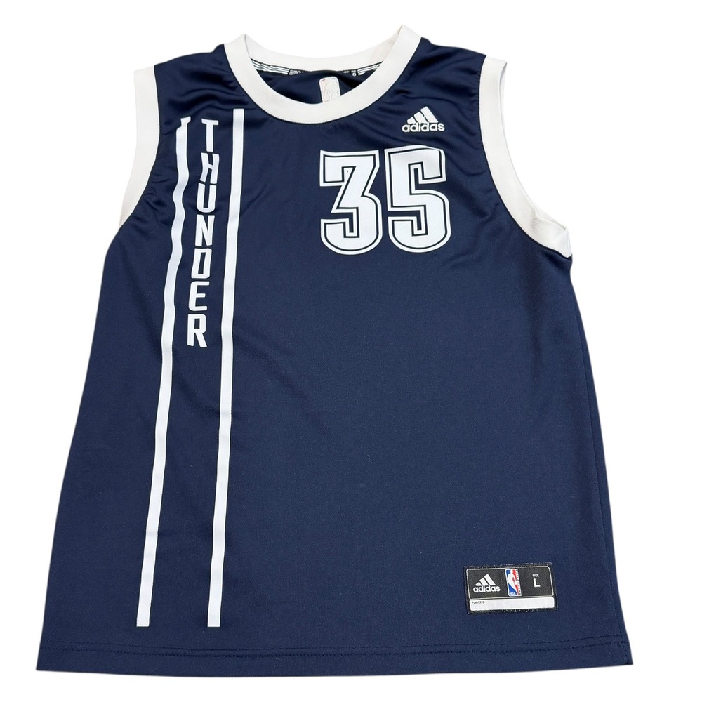 adidas Oklahoma City Thunder Kevin Durant Jersey Boys Youth Large Navy Blue EUC